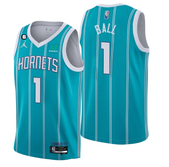 Youth Charlotte Hornets 2022-23 Teal Icon Edition No.6 Patch Stitched Basketball Jersey